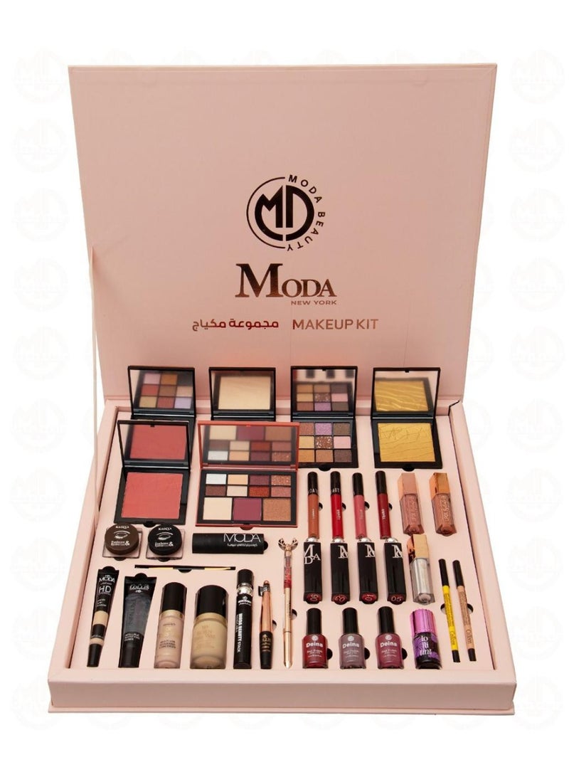 MODAO The new Moda Pink Rose box – 34 luxurious and beautiful pieces in one box. Enjoy a complete makeup experience that combines elegance, versatility, and high quality with the new Rose Moda Beauty box. - Image 1